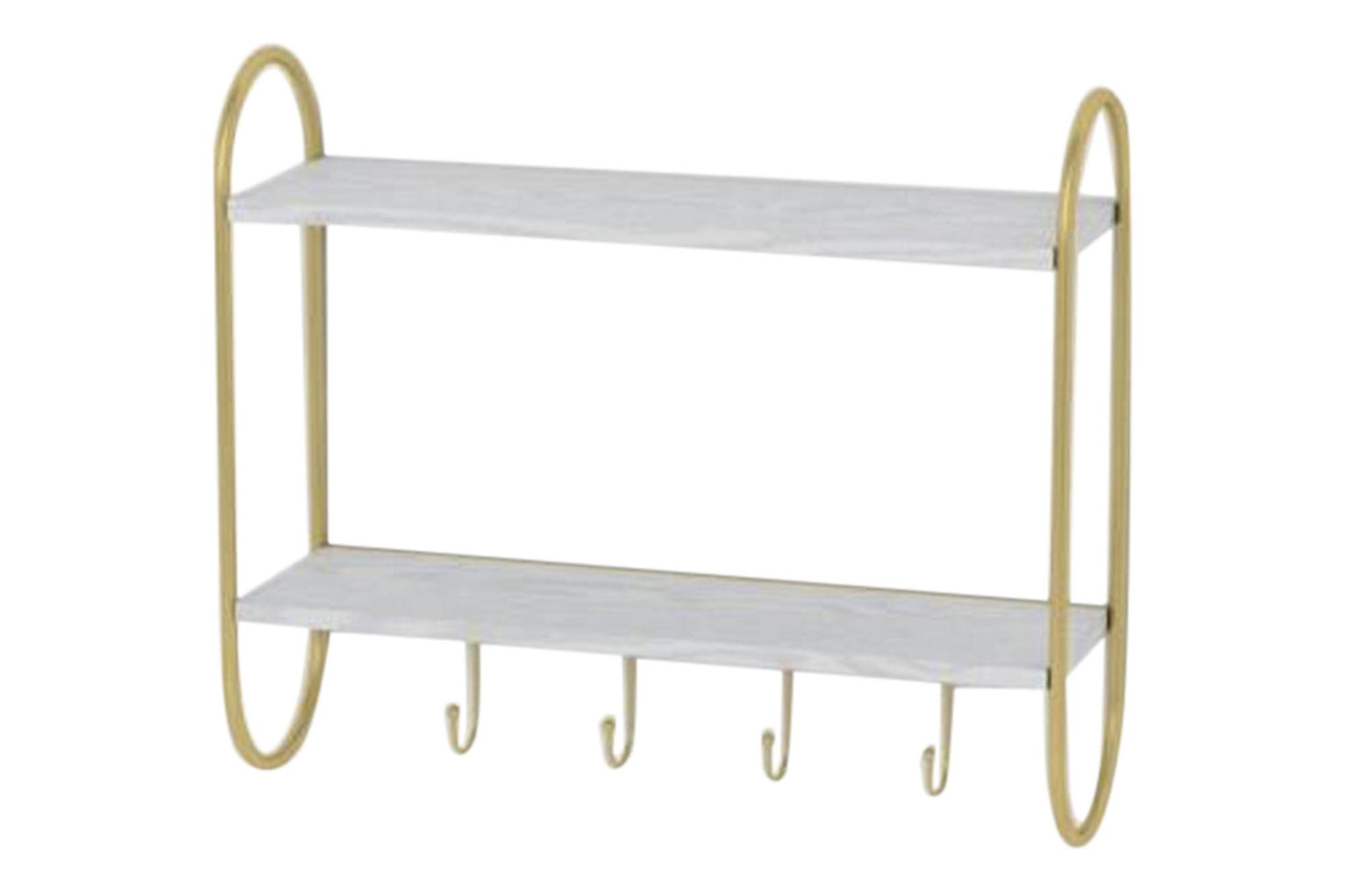 DKD Home Decor Perchero de Pared Estilo Glam Desmontable Dorado y Blanco de Metal y MDF 15x43x50 cm