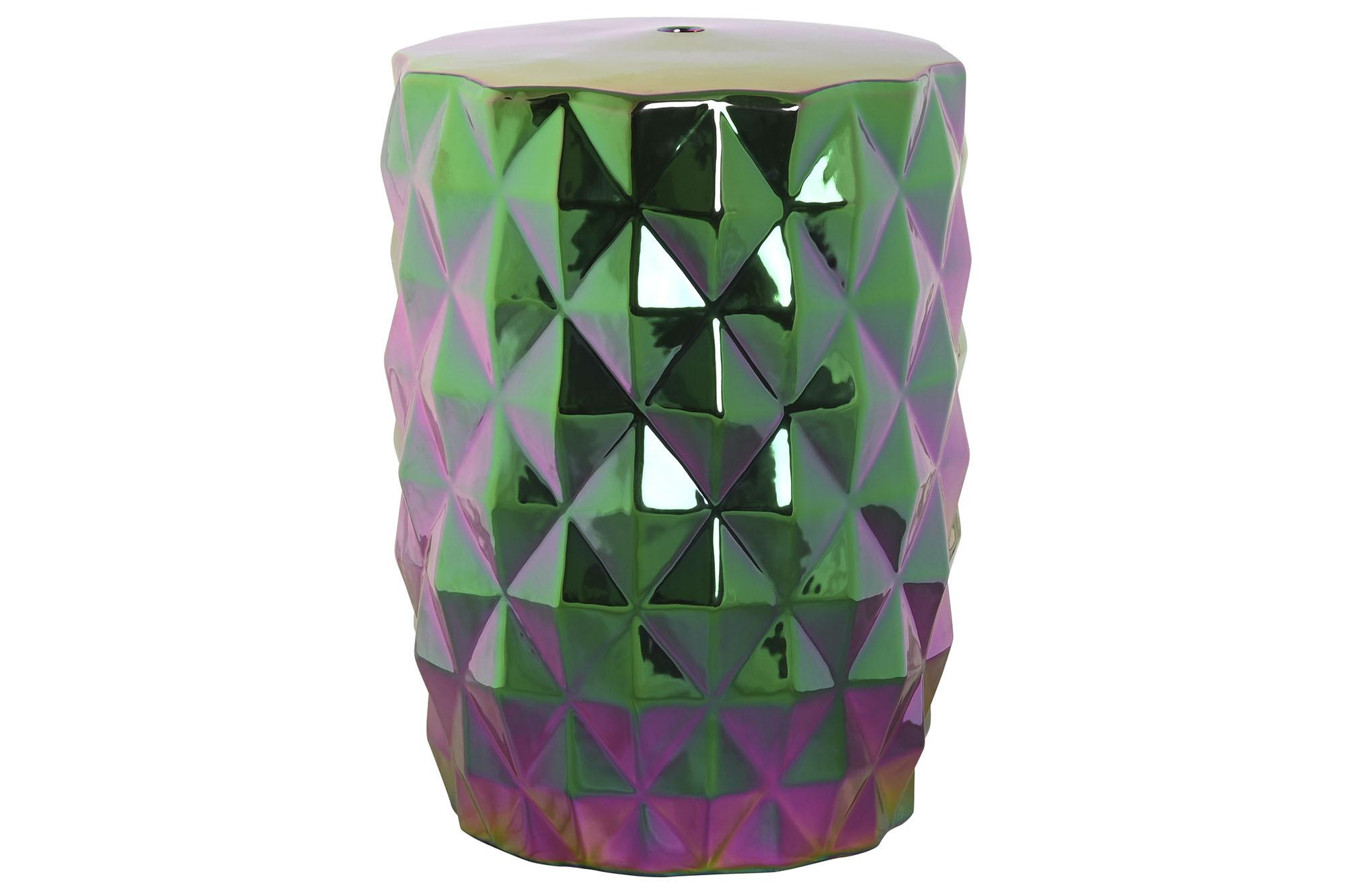 DKD Home Decor Mesita Auxiliar Moderna Fluorito, Porcelana Multicolor, Acabado Iridiscente - 33x45x33 cm