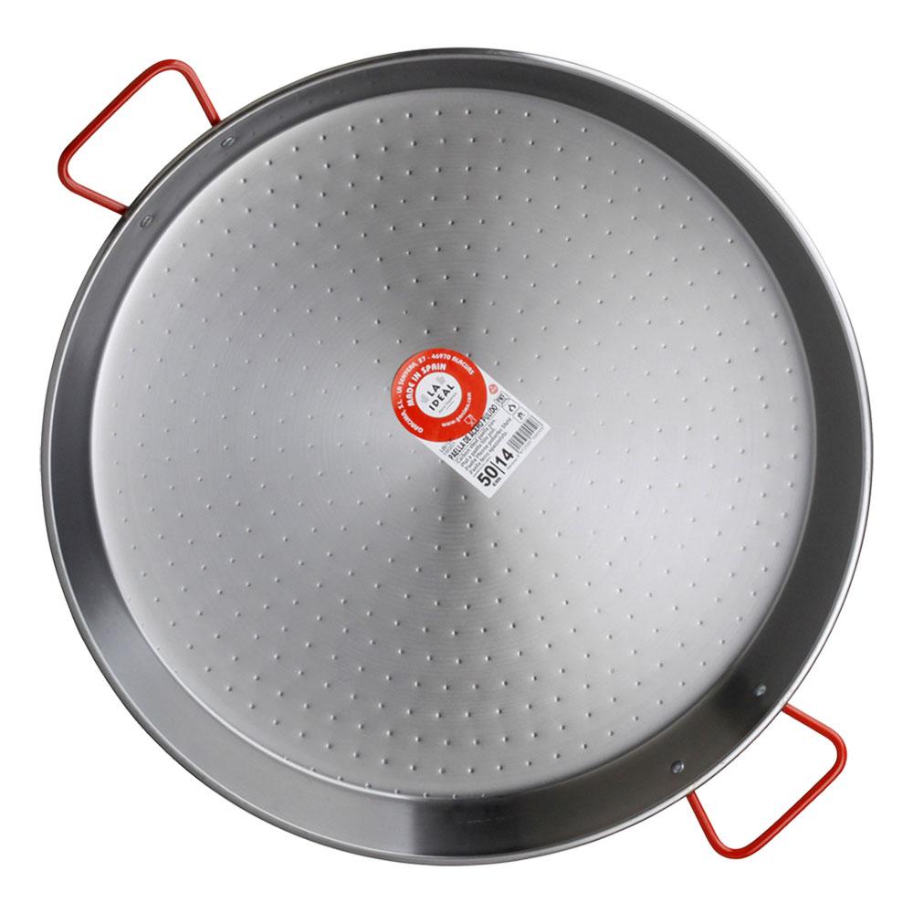 Garcima Paellera La Ideal de Acero Pulido Ø 50 cm para 14 Raciones, Apta para Gas y Fuego de Leña - Pack 4 Unidades