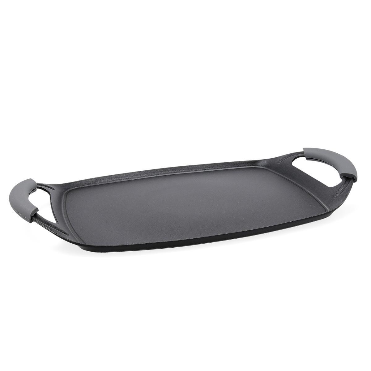 Quid Asador Aluminio Forjado Ébano 47x29 cm - Pack de 6, Antiadherente 2 capas, Asas Soft Touch, Apto Inducción y Lavavajillas