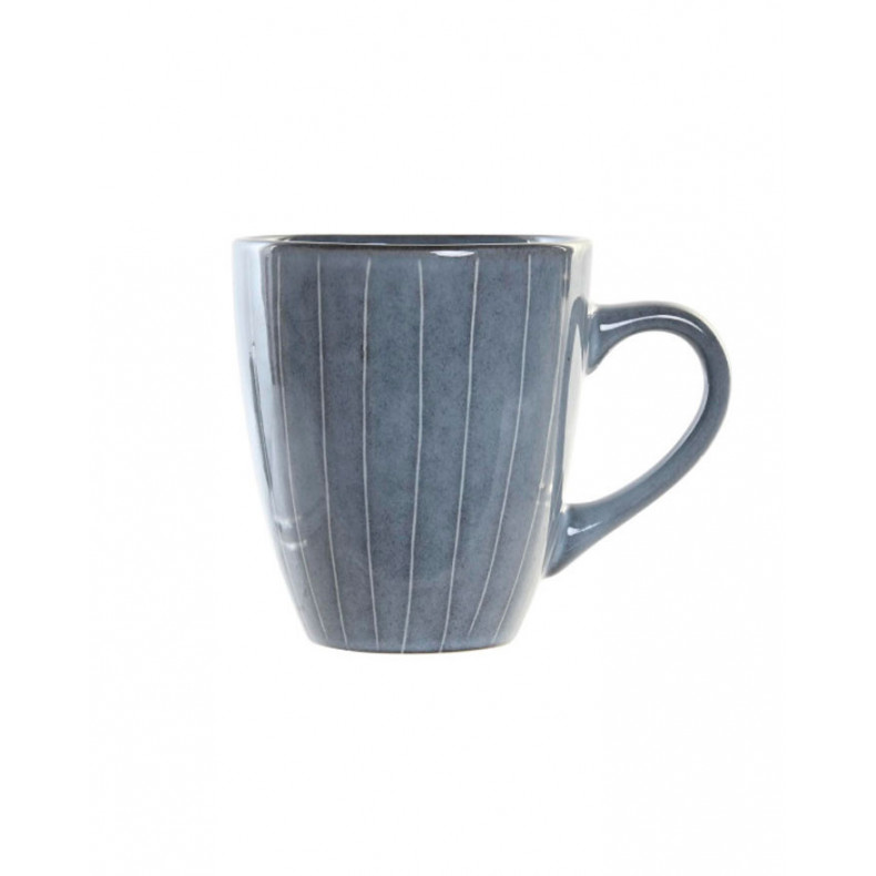 TAZA GRES ESMALTADO RAYAS AZUL