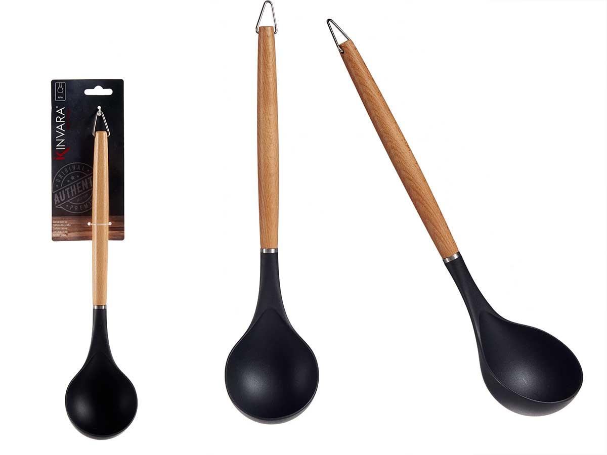 Kinvara Cuchara de Nylon con Mango de Madera de Haya 32.5 cm (48 Unidades)