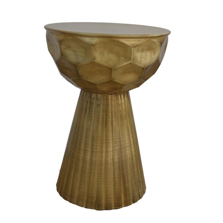 DKD Home Decor Mesita Auxiliar Vintage de Metal Dorado, 39 cm Ancho, 54 cm Alto, 39 cm Fondo