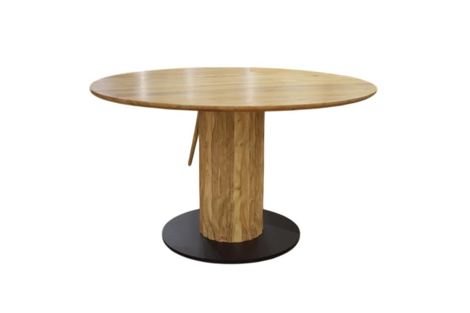 DKD Home Decor Mesa Redonda de Comedor Moderna Acacia Metal Natural Negro 130 x 76 x 130 cm Desmontable