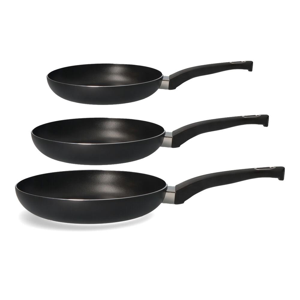 Gourmet Kitchen Set 3 sartenes antiadherentes Basic Line 20/24/28 cm para inducción, vitrocerámica, gas y eléctrica