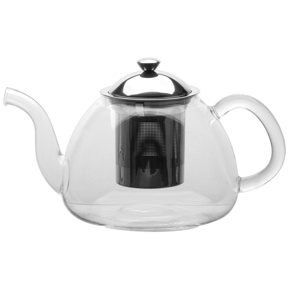 1946 Tetera con Filtro para Té de Vidrio Borosilicato 1 L, con Tapa y Filtro de Acero Inoxidable 18/10 - 23.5x14x13 cm