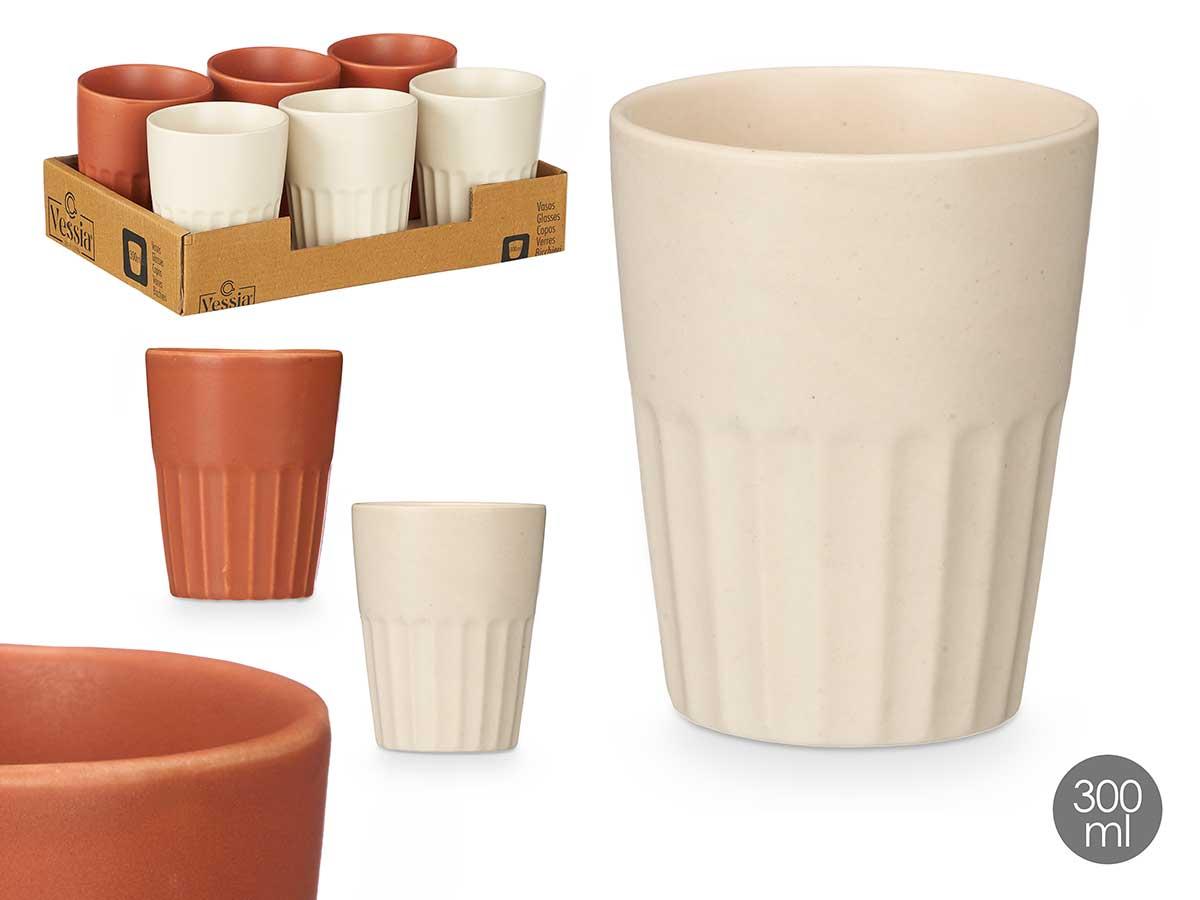Vessia Vaso Café con Leche Surtidos Marrón Beige 300 ml Cerámica Loza 8x10x8 cm (24 Unidades)