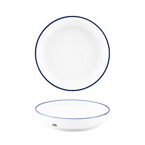 SUMMA Alacena Azul Plato Hondo 20 cm - Porcelana Marfil y Azul (6 Unidades)