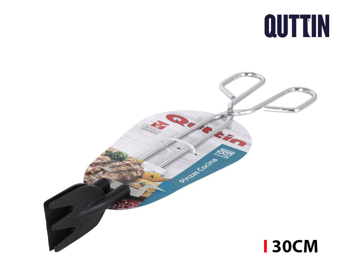 Quttin Pinzas de Cocina Cromo-Platino 30 cm – Utensilio Resistente para Manipular Alimentos con Facilidad (24 Unidades)