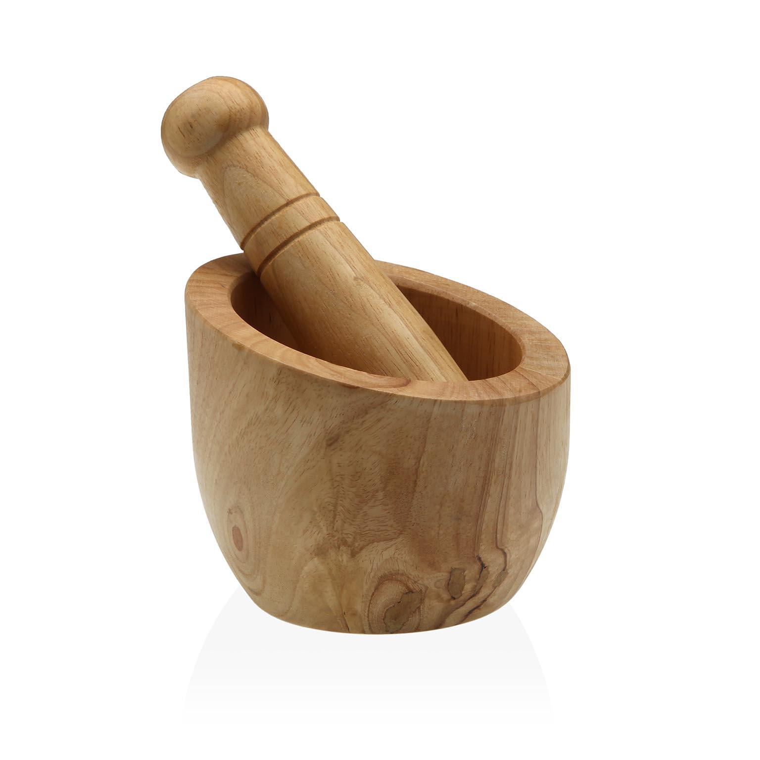 Mortero de cocina Versa Madera Bambú 14,5 cm