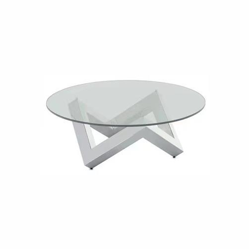 DKD Home Decor Mesa Centro Chic de Acero y Cristal Templado Plateado Transparente 90x90x45 cm Desmontable