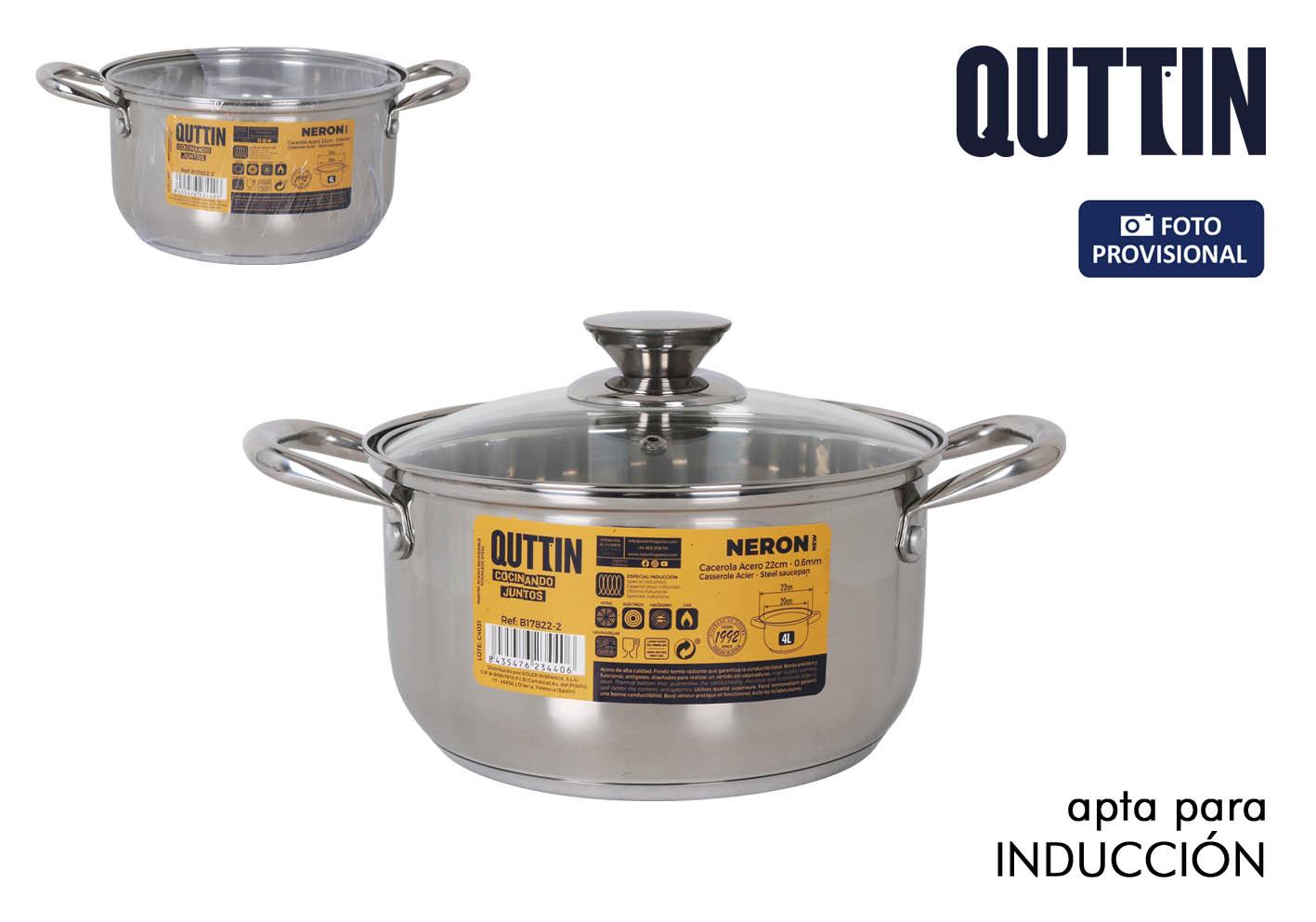 Inde Cacerola de Acero Inoxidable de 20 cm (4 L) con Tapa para Inducción (4 Unidades)