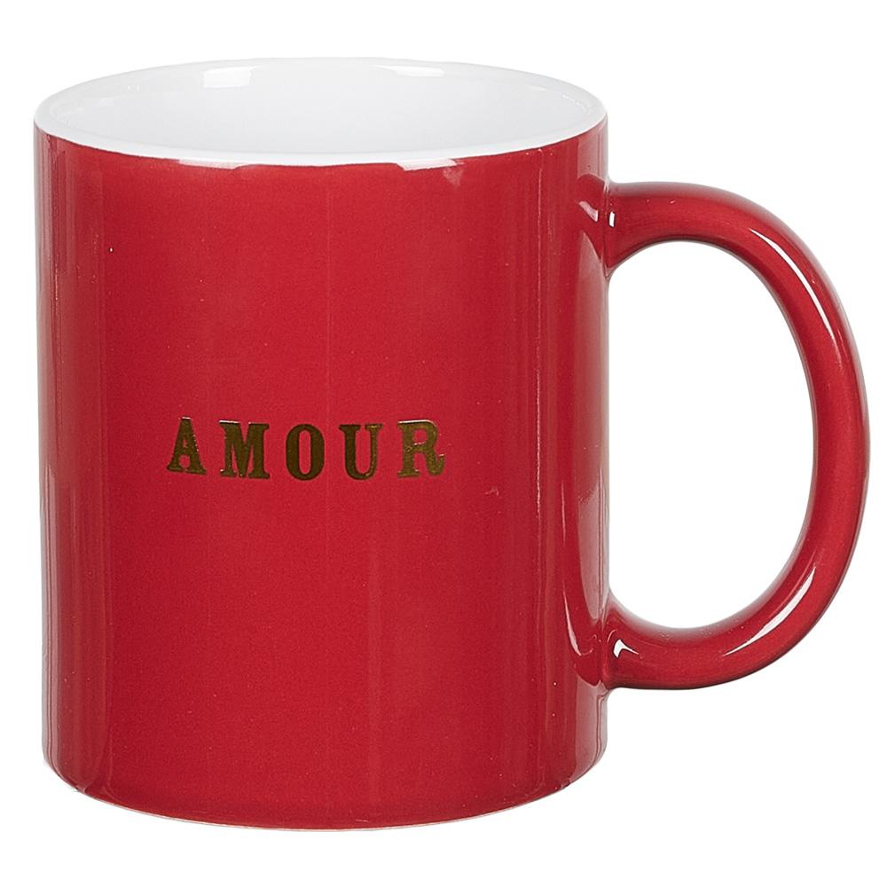 Home Deco Factory Mug 300ml Emotion - Colores surtidos (rojo, gris, rosa, azul) con interior blanco y letras doradas
