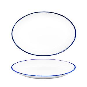 SUMMA Alacena Azul Fuente Oval 27x19 cm - Porcelana Marfil y Azul (5 Unidades)