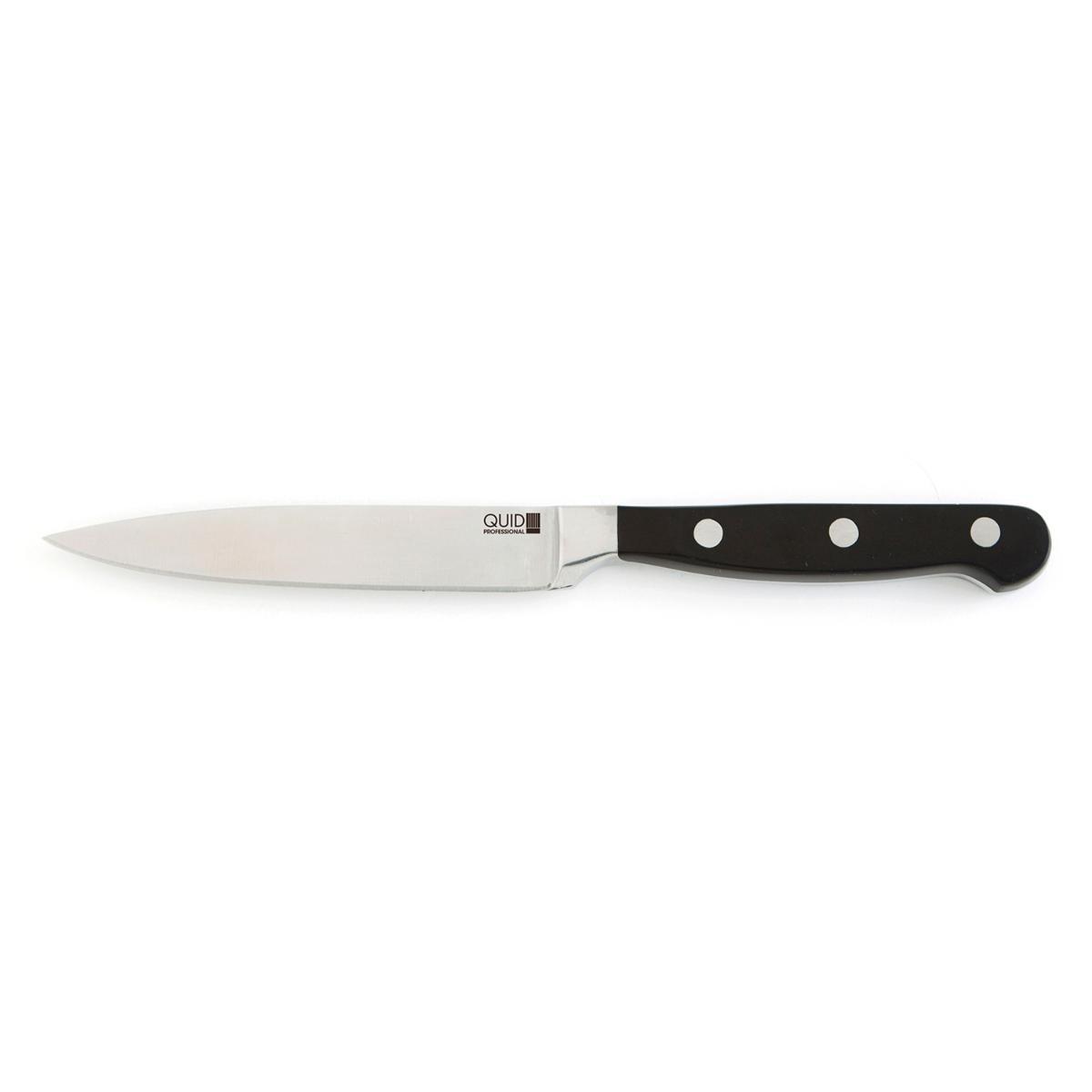 Quid Professional Inox Chef Black Cuchillo Verdulero Acero Inoxidable 12 cm Negro Mango Ergonómico Apto Lavavajillas Pack 10 Unidades