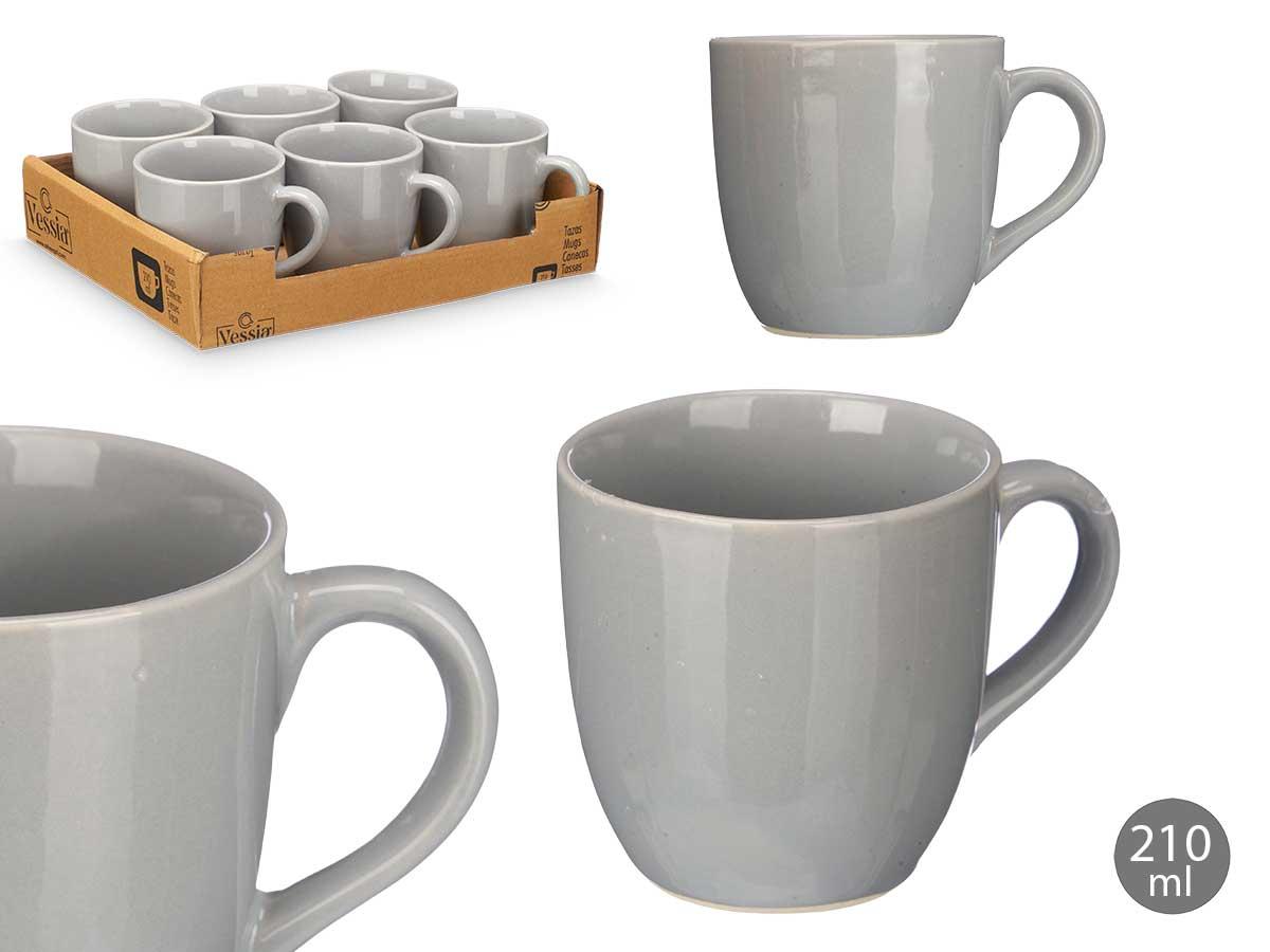 Vessia Taza Café con Leche Gris 210 ml, 11x8x8 cm (24 Unidades)