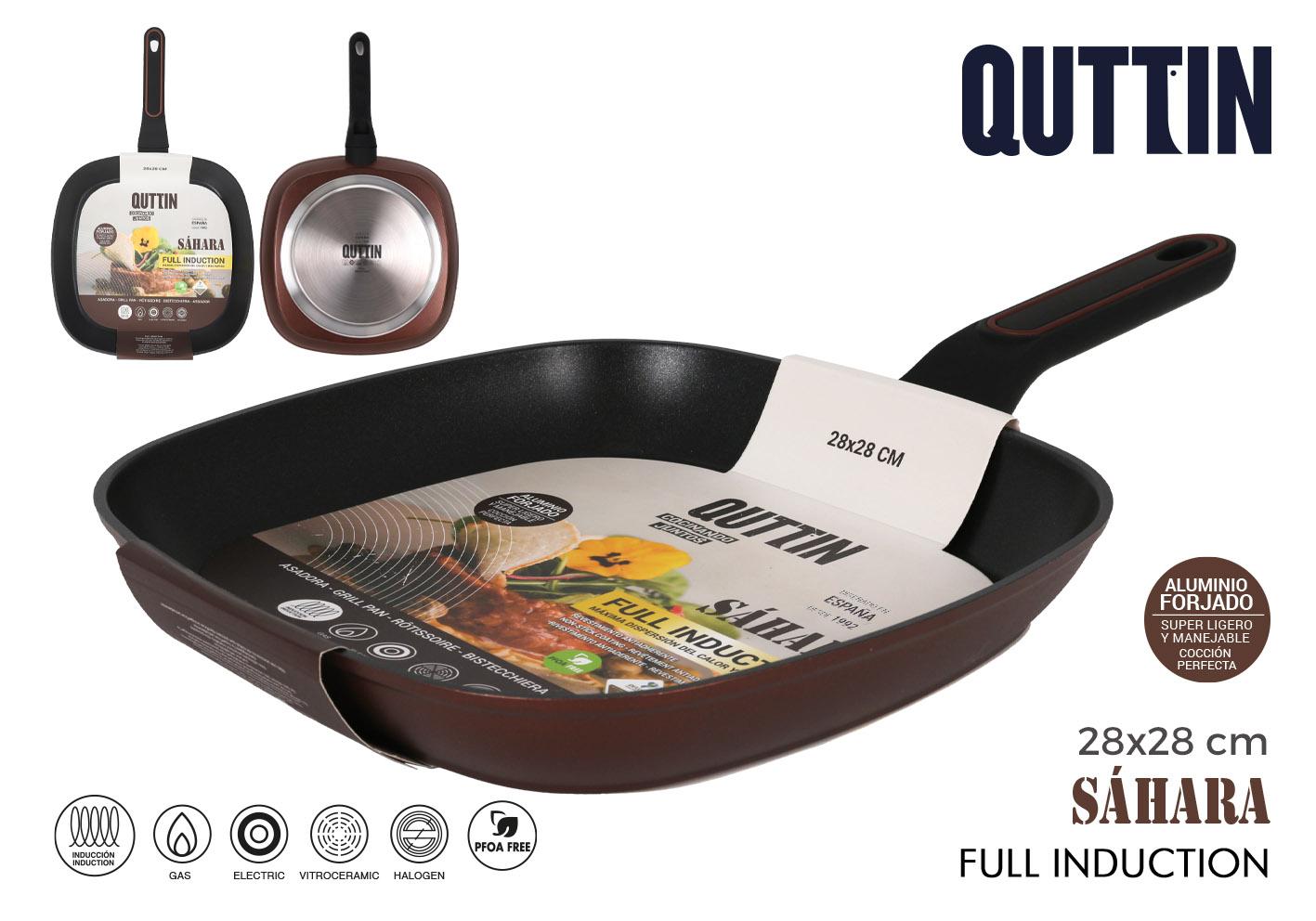 Quttin Asadora Cuadrada 28x28 cm de Aluminio Forjado con Mango Soft-Touch 3.0 mm de Espesor (6 Unidades)