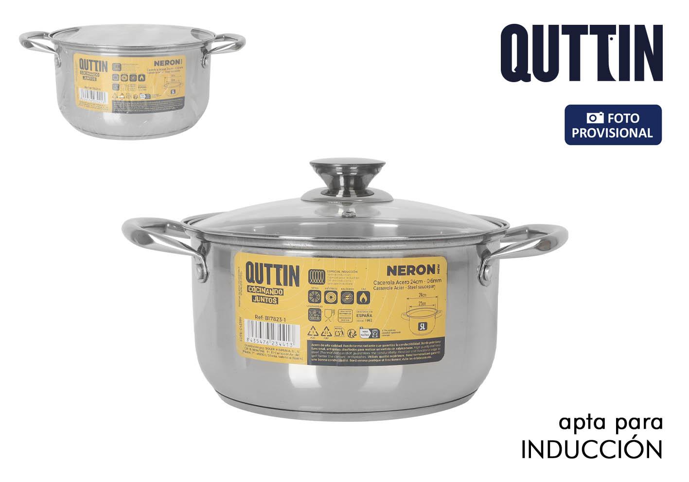 Inde Cacerola "New Neron" de Acero Inoxidable para Inducción 22 cm (5 L) (6 Unidades)