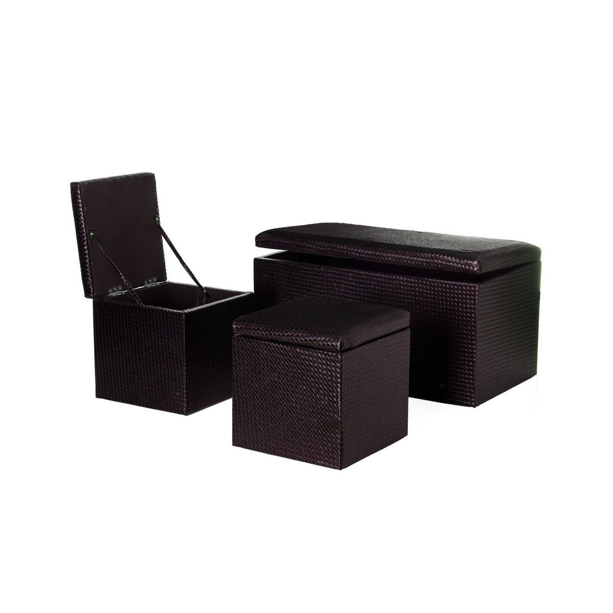 Puf/arcón de almacenamiento en polipiel, color chocolate. Diferentes tamaños.-Hogarymas-