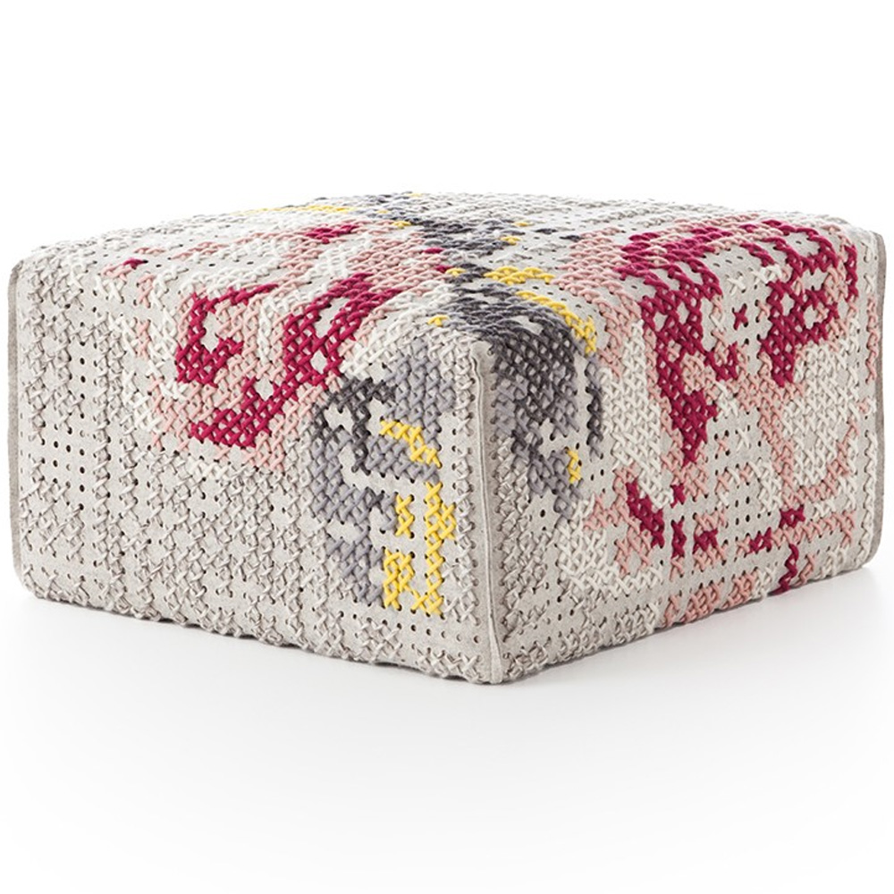 Puf Canevas Flowers Natural GAN