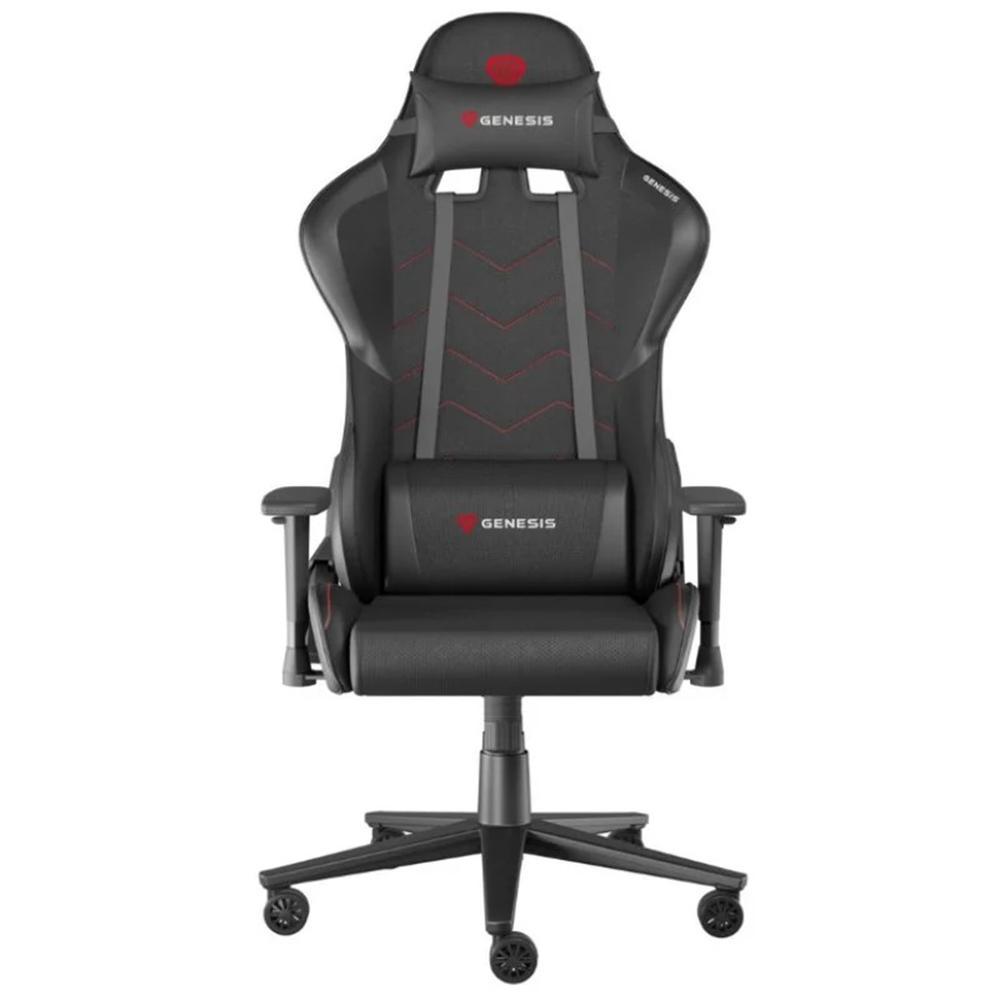 GENESIS Nitro 550 G2 Silla Gaming Universal Acolchada Negra, Tela/Piel, 150kg, Respaldo Reclinable, Reposabrazos Ajustables