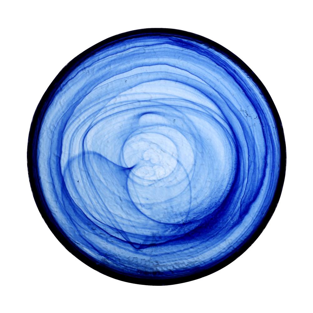 Avet Plato Redondo con Ala Vertical Azul Índigo 24 cm (6 Unidades) - Colección Blue con relieve y efecto Alabastro