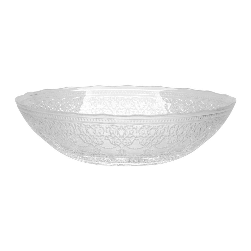 Avet Ensaladera de Cristal con Relieve Exterior, Colección Doge, diámetro 25 cm, altura 6,5 cm, Pack de 4 Unidades