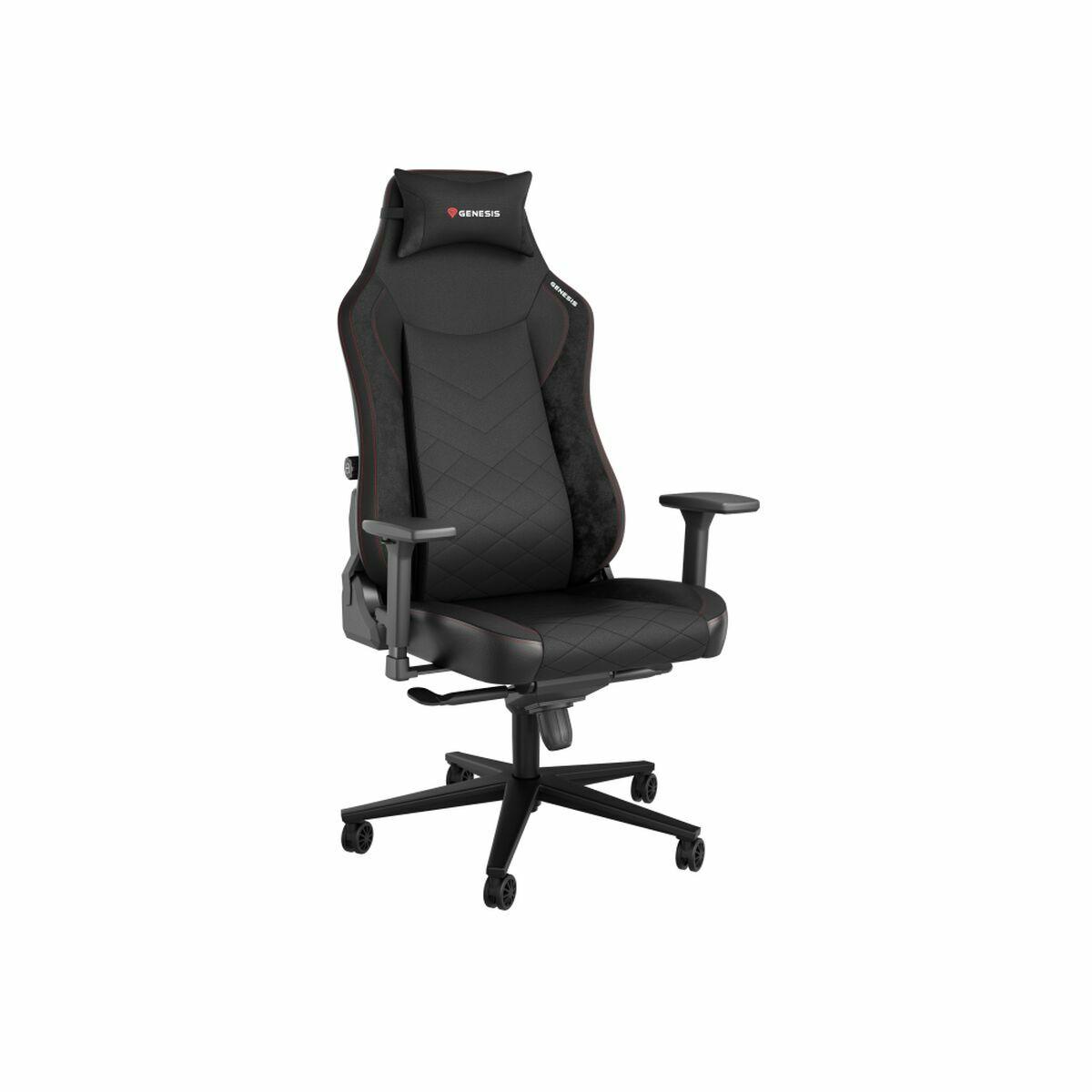 GENESIS Nitro 890 G2 Silla Gaming Ergonómica con Soporte Lumbar Ajustable, Base Metálica, Tejido y Ecopiel Negro, Peso Máx. 150 kg