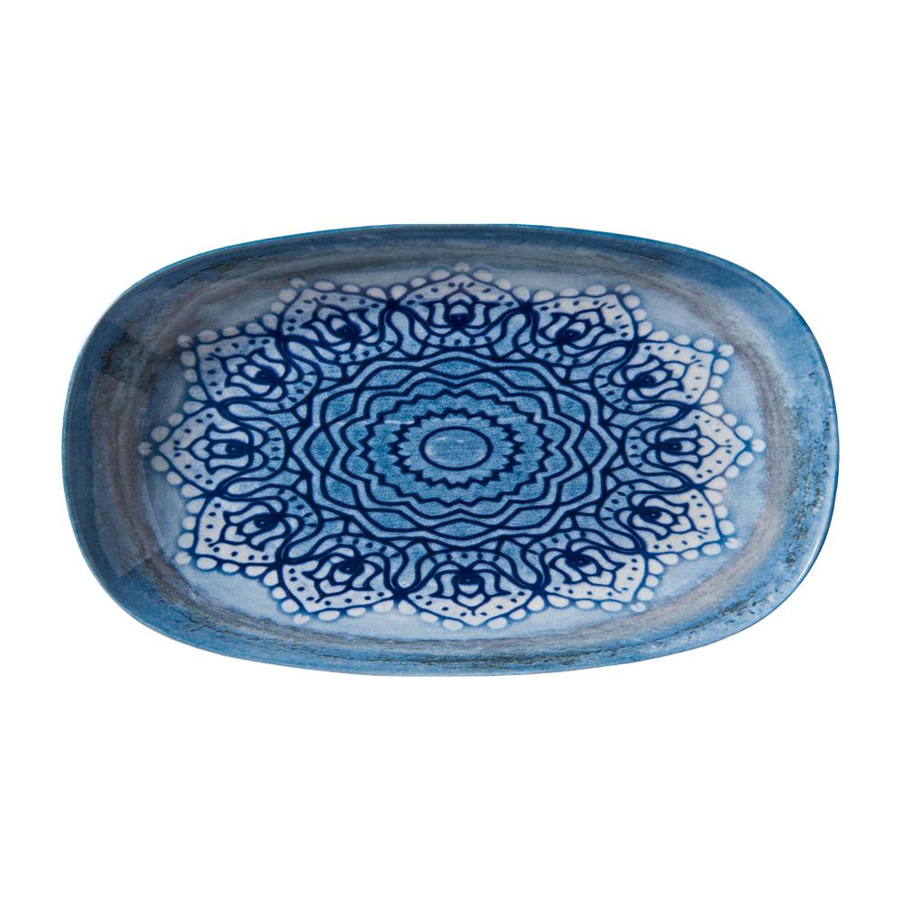 Avet Fuente Oval Colección Blue Voyage de Stoneware 19x11 cm, Pack de 6 Unidades