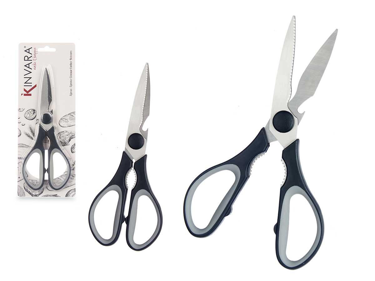 Kinvara Tijera de Cocina con Mango Negro 21x8x1.5 cm de Metal y Plástico PP – No Apto Lavavajillas (12 Unidades)