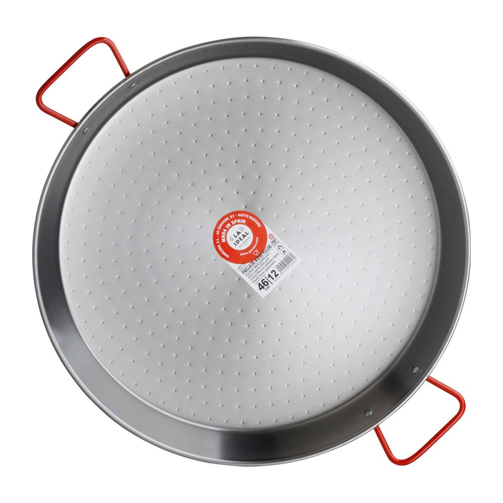 Garcima Paellera La Ideal Valenciana Acero Pulido 12 Raciones Diámetro 46 cm Pack 4 Unidades para Gas y Leña