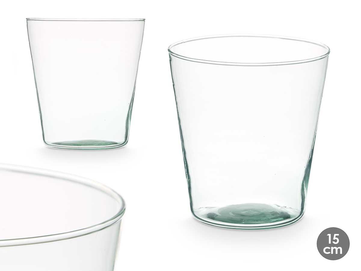 Giftdecor Jarrón de Vidrio Reciclado Cónico 15 cm, Transparente - 14x15x14 cm, Base 10 cm (12 Unidades)