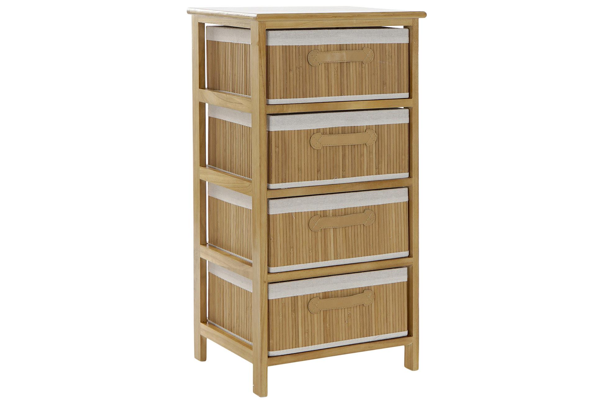 DKD Home Decor Cajonera de Bambú Natural con 4 Cajones, 42 x 32 x 81 cm