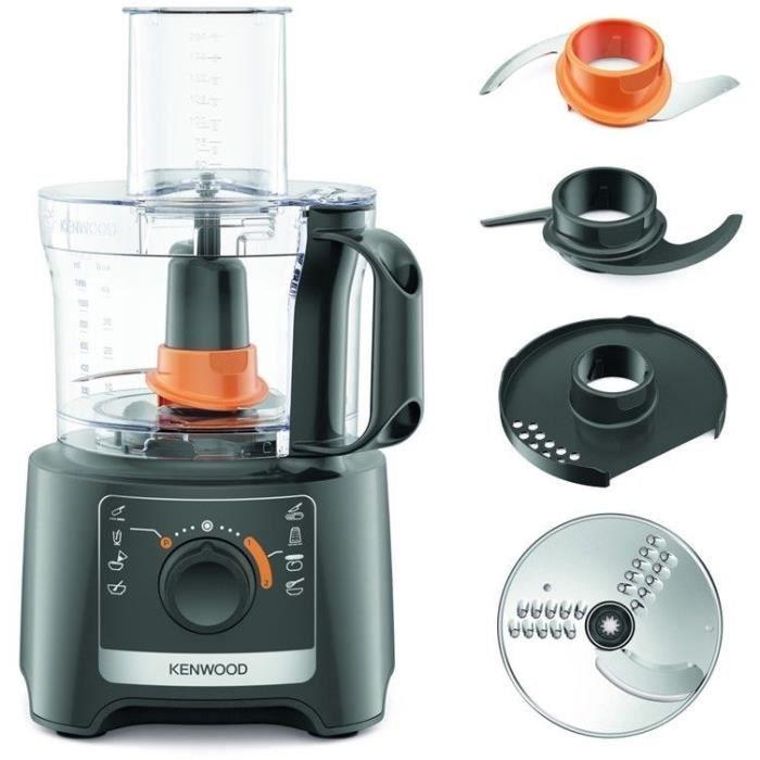 Kenwood FDP31.020GY Robot Multifunción con 800W de Potencia, Bol de 2.1L, 2 Velocidades, Función Pulso y Accesorios