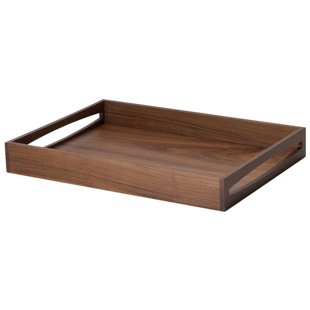 Continenta Bandeja de Nogal Aceitada con Borde Alto y Asas Extra Grandes 49x35x6,3 cm