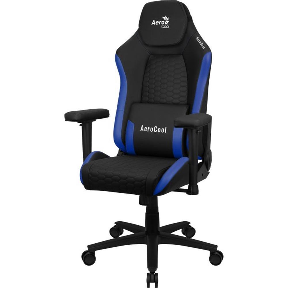 Aerocool Silla Gaming Crown Negra Azul CROWNBB - Ergonómica, Ajustable, Respaldo Alto