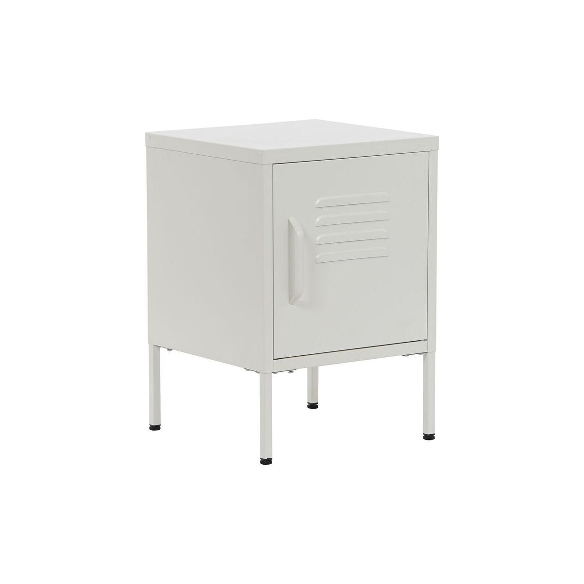 DKD Home Decor Mesita de Noche Vintage Taquilla Metal Blanco 35 x 51 x 35 cm con 1 Puerta y Estante