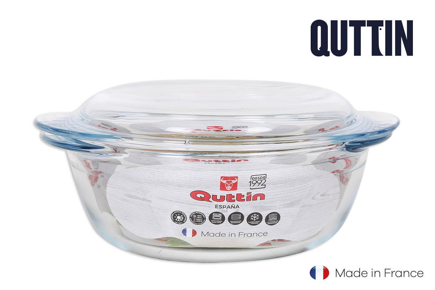 Quttin Cacerola de Vidrio Redonda con Tapa 1.6L + 0.5L (3 Unidades)