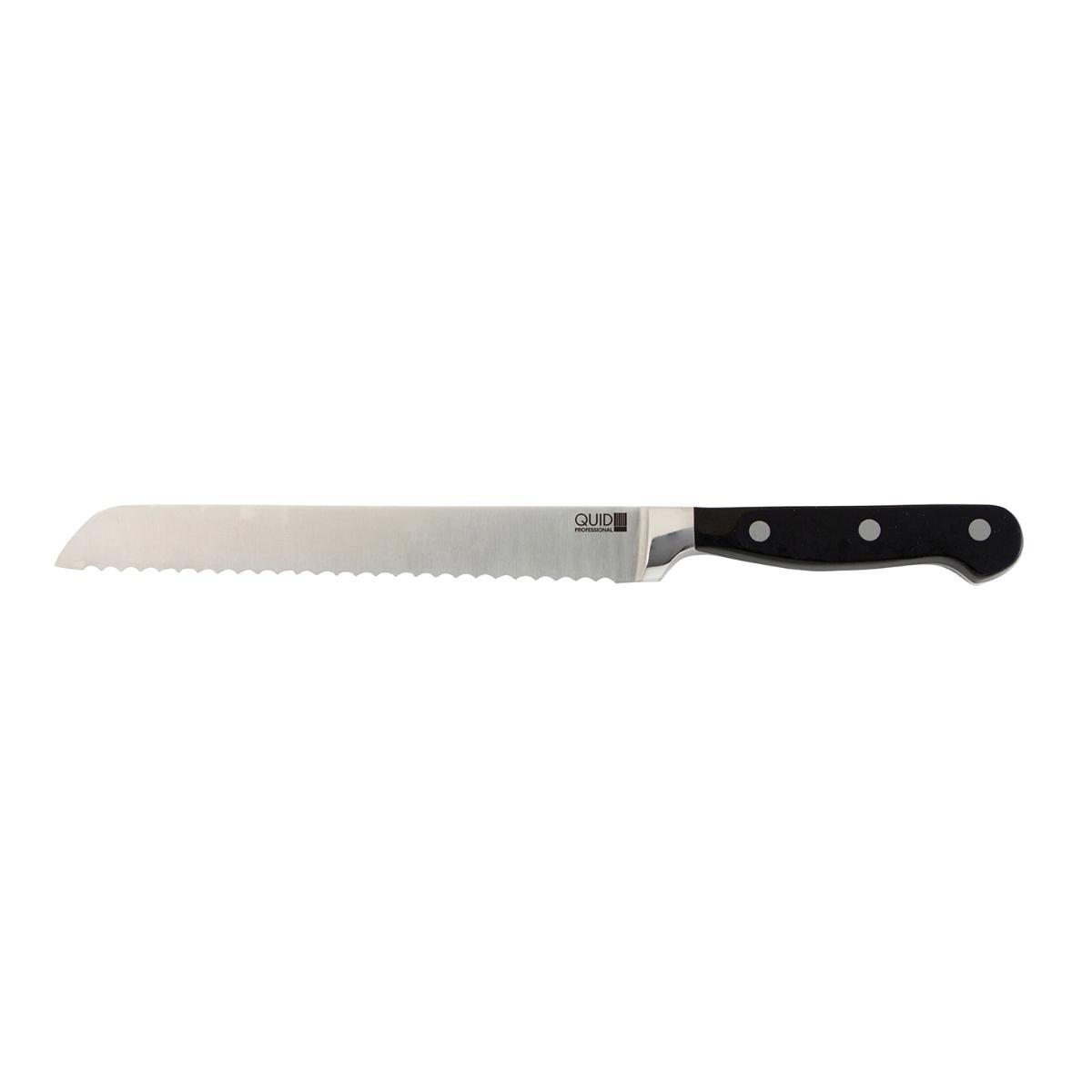 Quid Professional Inox Chef Black Cuchillo Pan Acero Inoxidable 20 cm Negro Mango Ergonómico Set 6 Unidades Apto Lavavajillas