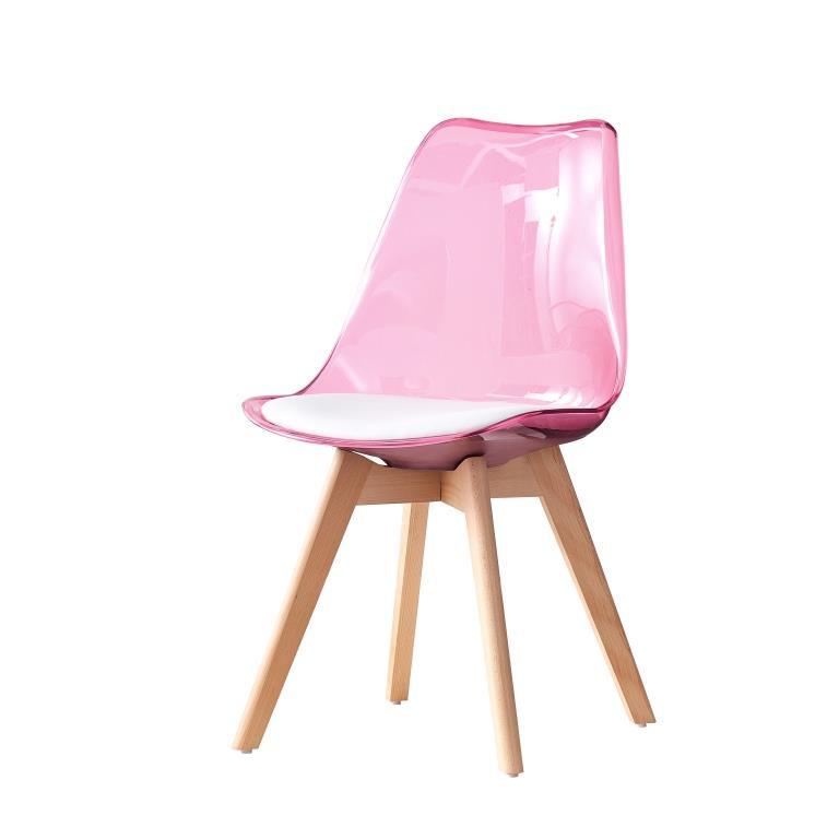 DKD Home Decor Silla Urban Rosa Blanco Pack 4 Unidades PVC Abedul Desmontable Asiento 45cm (47x81x54cm)