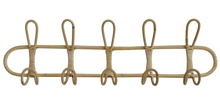 DKD Home Decor Perchero de Pared Tropical Ratán Natural 65x20x5.5 cm (2 Unidades)