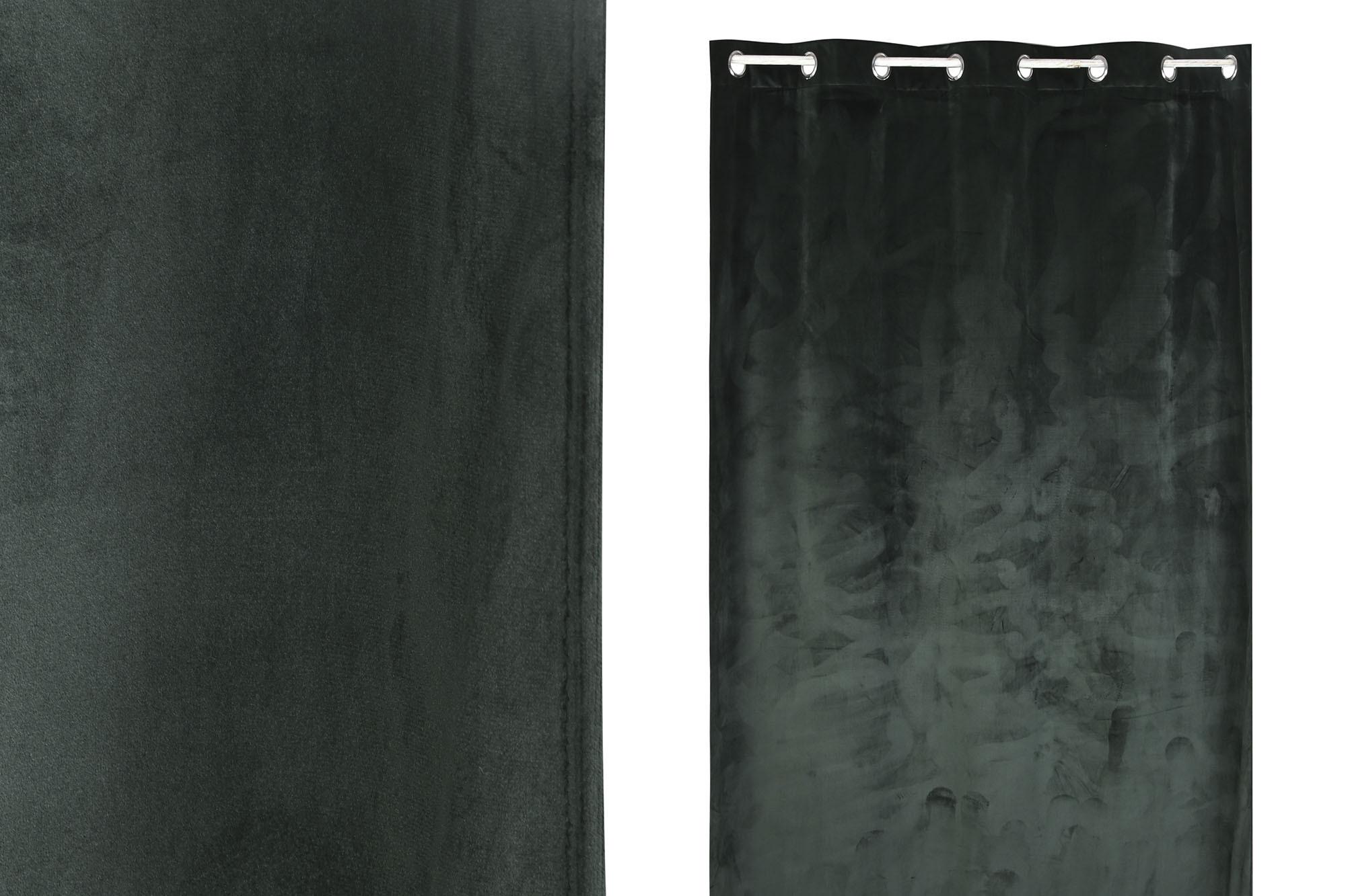 DKD Home Decor Cortina de Terciopelo Poliéster Verde Chic 140x260 cm con 8 Anillas Colección Velvet23