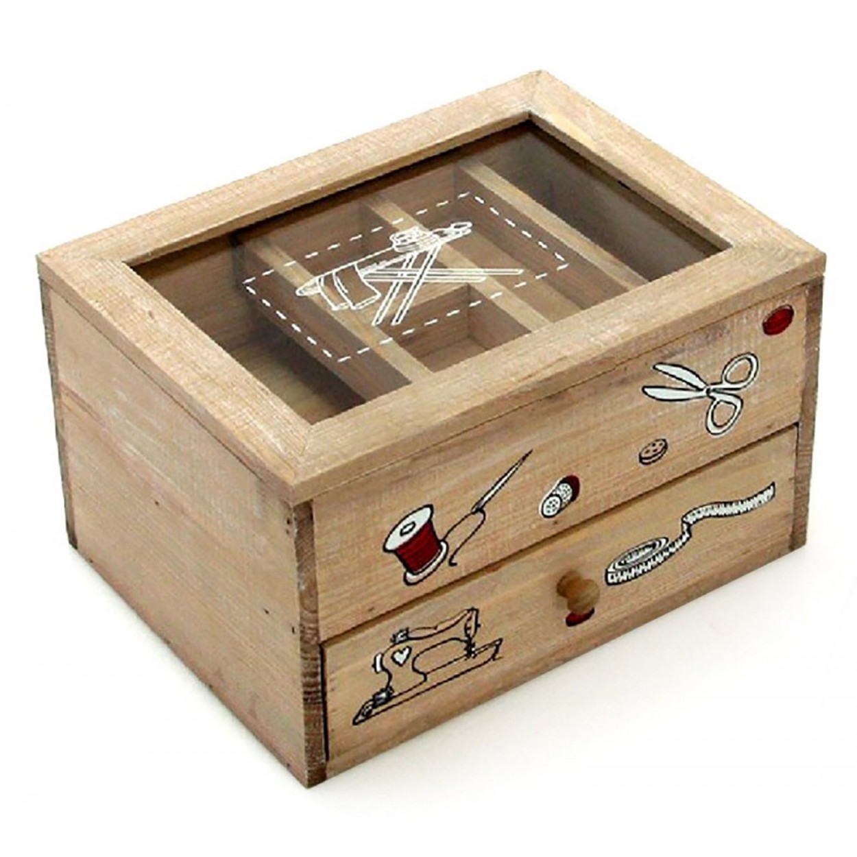 *TARA* Costurero de madera *TARA* Natural Vitange un cajón TARA