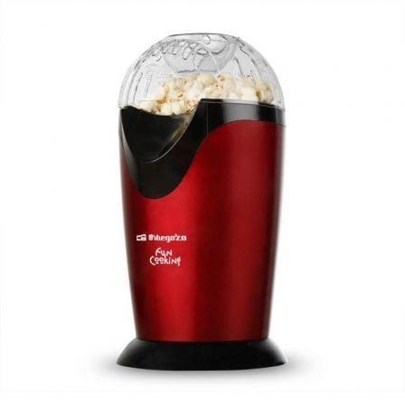 Orbegozo PA 4300 Palomitero Portátil 1000W, Rojo Metalizado, Prepara Palomitas Sin Aceite en 3 Minutos, Cocina Sana y Fácil Limpieza