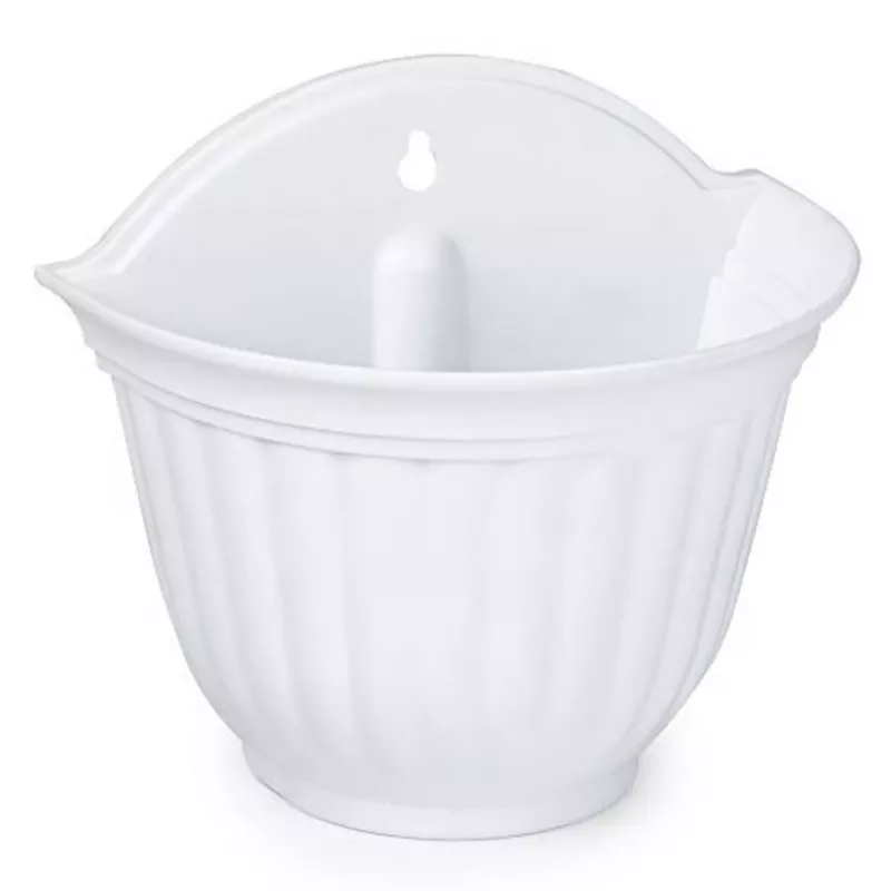 Maceta de Pared Colgante Blanco, 26 x 29,5 x 19 cm, Plástico Resistente, Ahorra Espacio, Interior/Exterior, Fácil limpieza