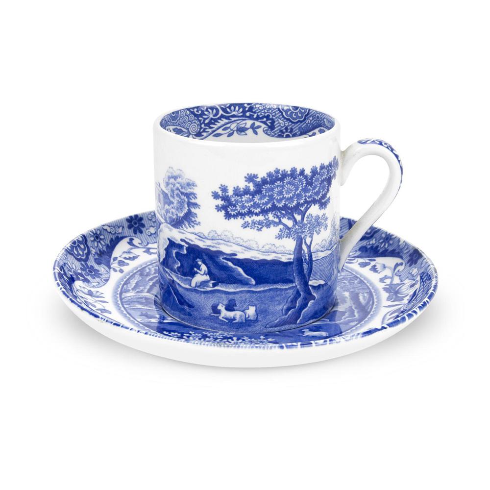 Spode Taza Café con Plato 90 ml Blue Italian 4 Unidades Apta Lavavajillas Microondas