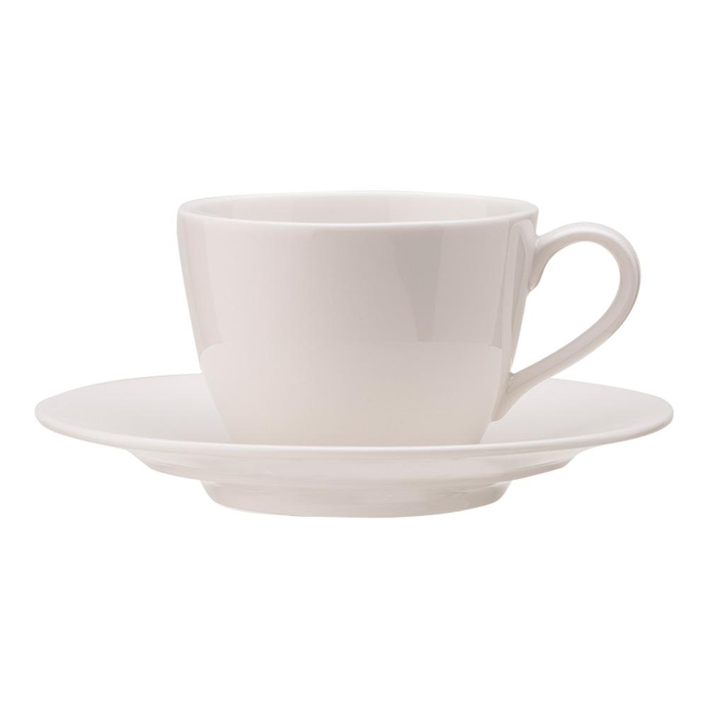 Avet Taza Té con Plato 240ml Plain White (6 Unidades) Blanco Puro Translúcida | Uso Hostelería, Apta Microondas y Lavavajillas
