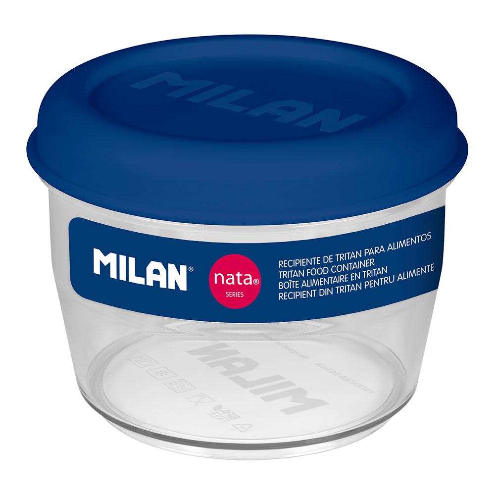 Milan 624 Fiambrera hermética redonda de Tritán 0,5 L, azul. Apta microondas, congelador, lavavajillas. Libre de BPA