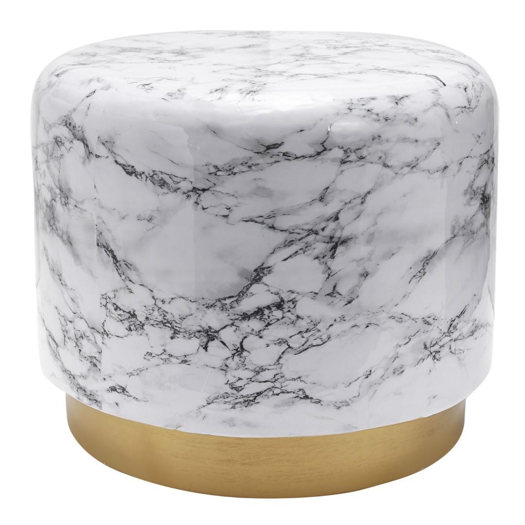 DKD Home Decor Mesita Auxiliar Moderna de Hierro Blanco y Dorado 50x50x45 cm