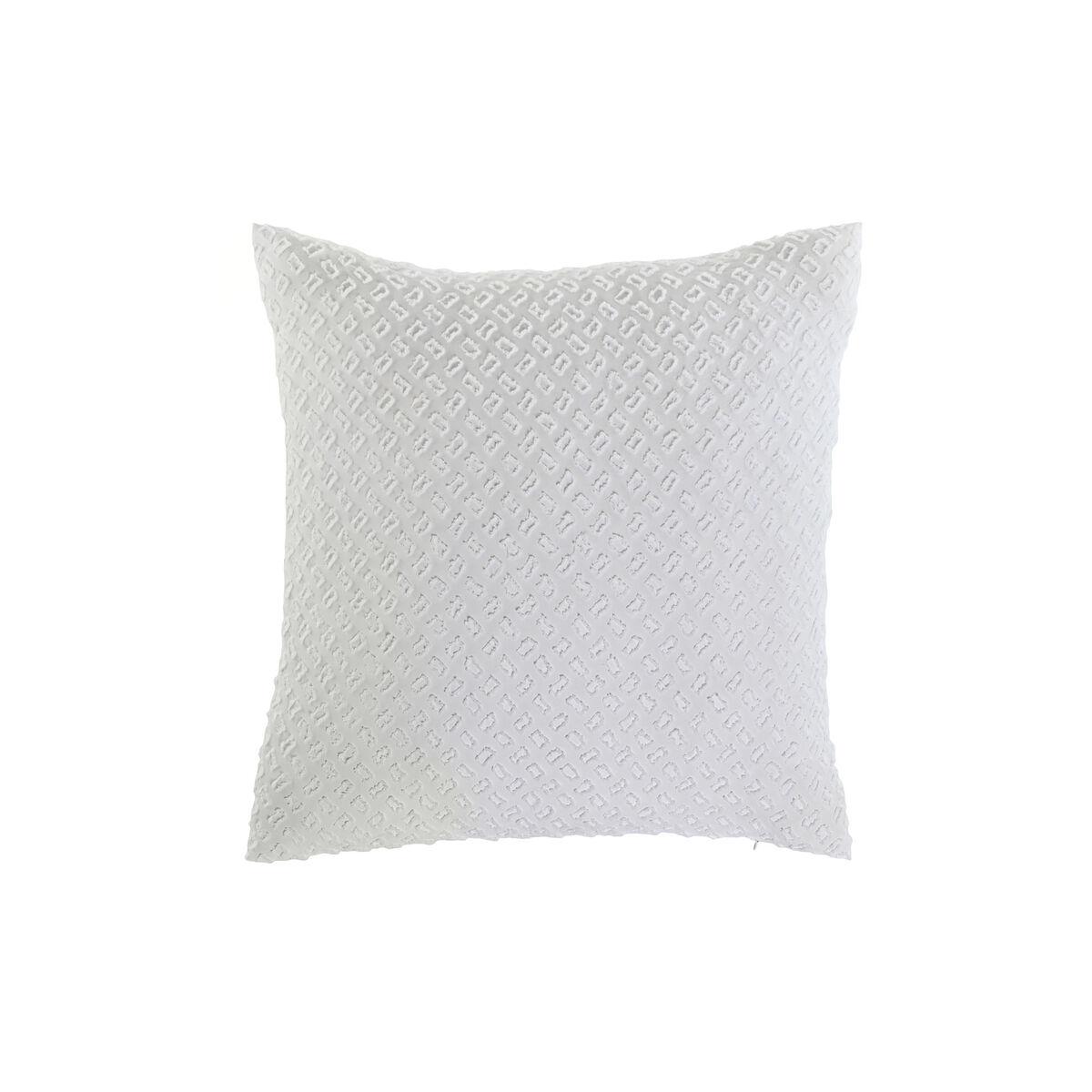 DKD Home Decor Cojín Decorativo Blanco de Poliéster Bordado con Cremallera y 420 gr. 45x45x45 cm Colección Coord Cama2 23